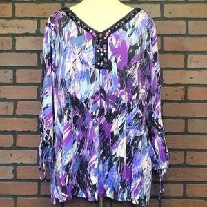 Avenue Purple Embellished Blouse Plus Size 18 20